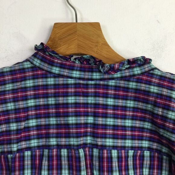 Talbots Womens Cotton Plaid Ruffle Collar Button Up Shirt Multi Plus Size 3X - Picture 9 of 12